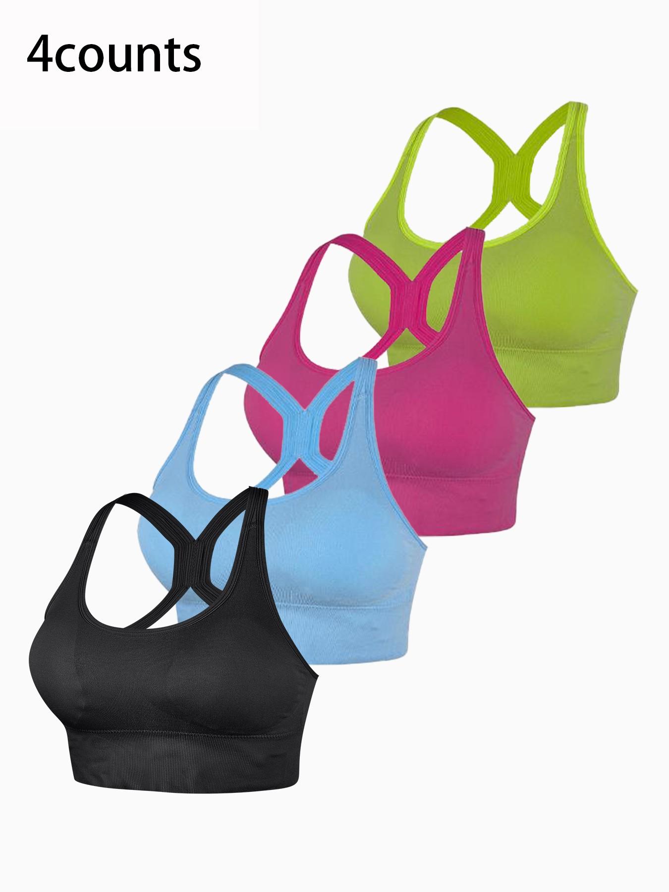 Women's Solid Wireless Bralette, Strappy Workout Bra, Comfortable Breathable Backless Yoga Bra for Sports and Daily Wear, Medium Support Lingerie for All Seasons