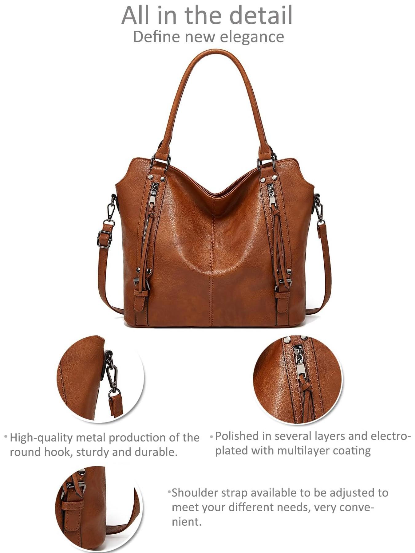 Women's Artificial Leather Tote Bag, Zipper Crossbody Shoulder Bag, Crossbody Purse Handbags, Large Capacity Handbag for Work and Office, Commuter Mom Bag, Commuter Purses, Mother's Day Gift #GLOBAL PICKS