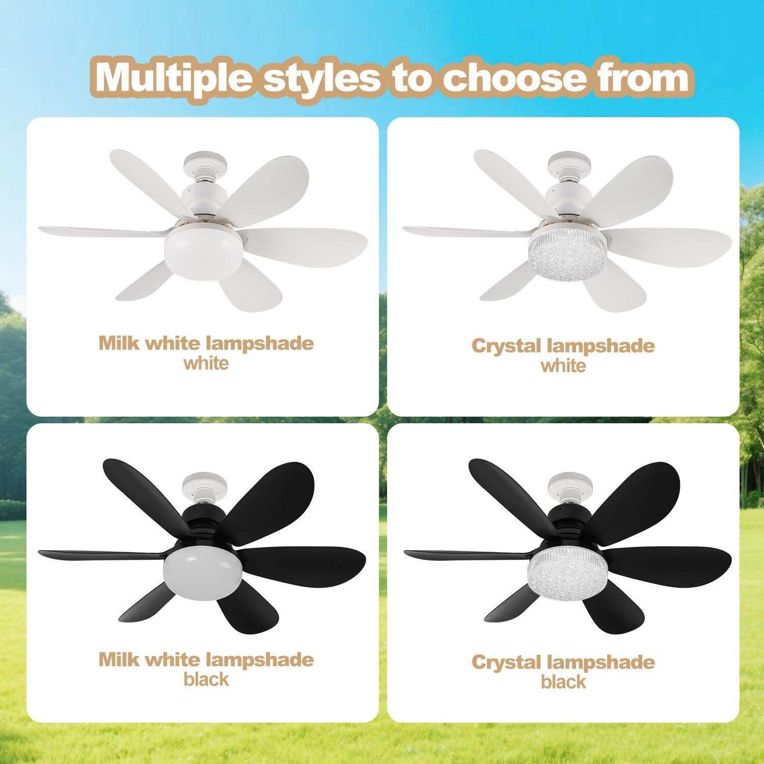 20.5-Inch E27 Ceiling Fan Light with Remote, Silent Strong Wind, Adjustable Brightness, Three Speeds, LED Energy Saving for Home