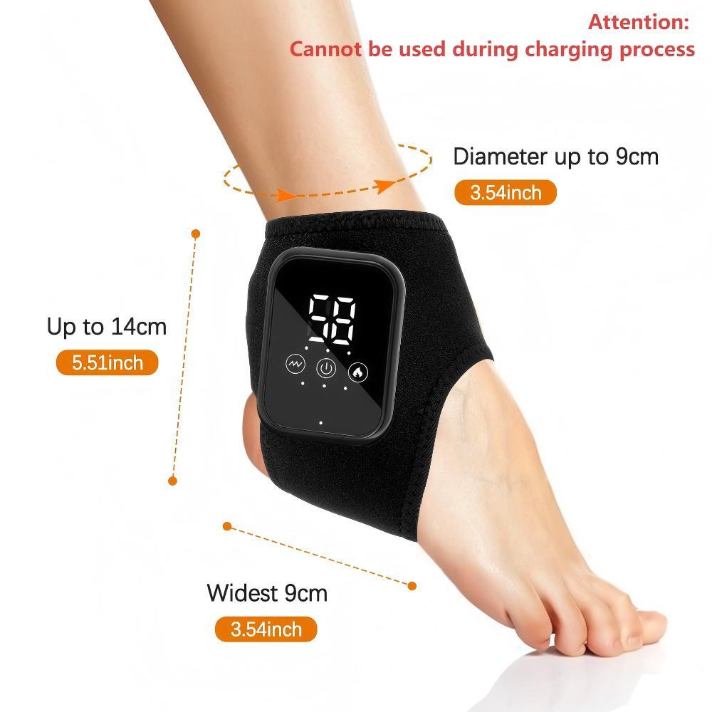 2PCS Ankle Support Device, 3 Heat Settings 48-58°c, 3 Massage Levels, 15-Minute Timer, Touchscreen Operation, Universal Adhesive Strap, USB Rechargeable Massagers