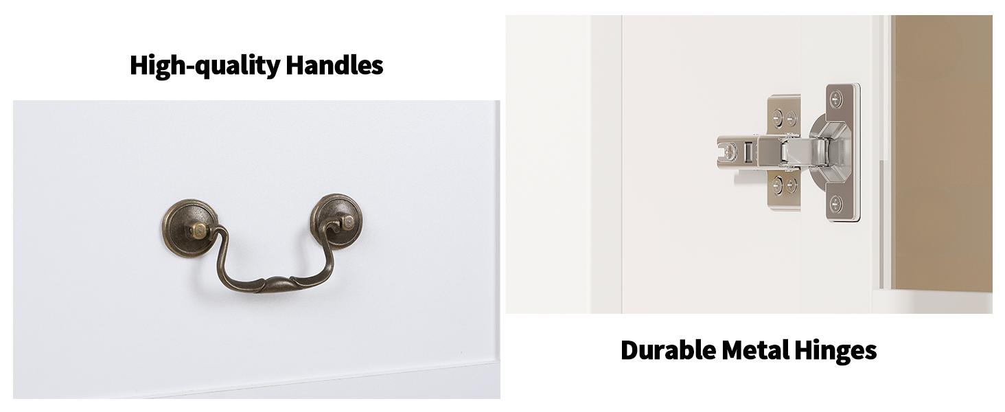 VOWNER 79'' Tall Modern Kitchen Pantry Storage Cabinet with 2 Drawers and 4 Glass Door for Living Room,Entryway,Bedroom Furniture Cupboard