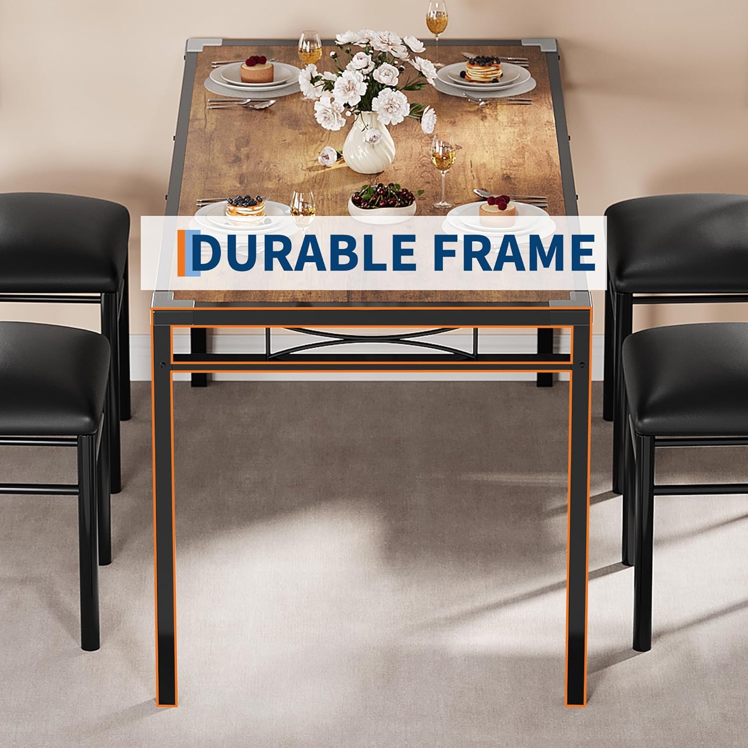 Dining Table Set for 4/2, Dining Room Table Set for 4/2 with Upholstered Chairs, Wood Kitchen Table Chairs Set of 4/2 with Corner Protector for Small Space, Kitchen, Apartment, Dining Table Set for 4/2, Dining Room Table Set for 4/2 with Upholstered Chairs, Wood Kitchen Table Chairs Set of 4/2 with Corner Protector for Small Space, Kitchen, Apartment,