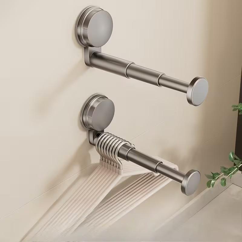 Space-Saving Extendable Clothes Rack, Metal / Indoor Rod, Wall Mounted Drying Machine for Bathroom Balcony Laundry Room