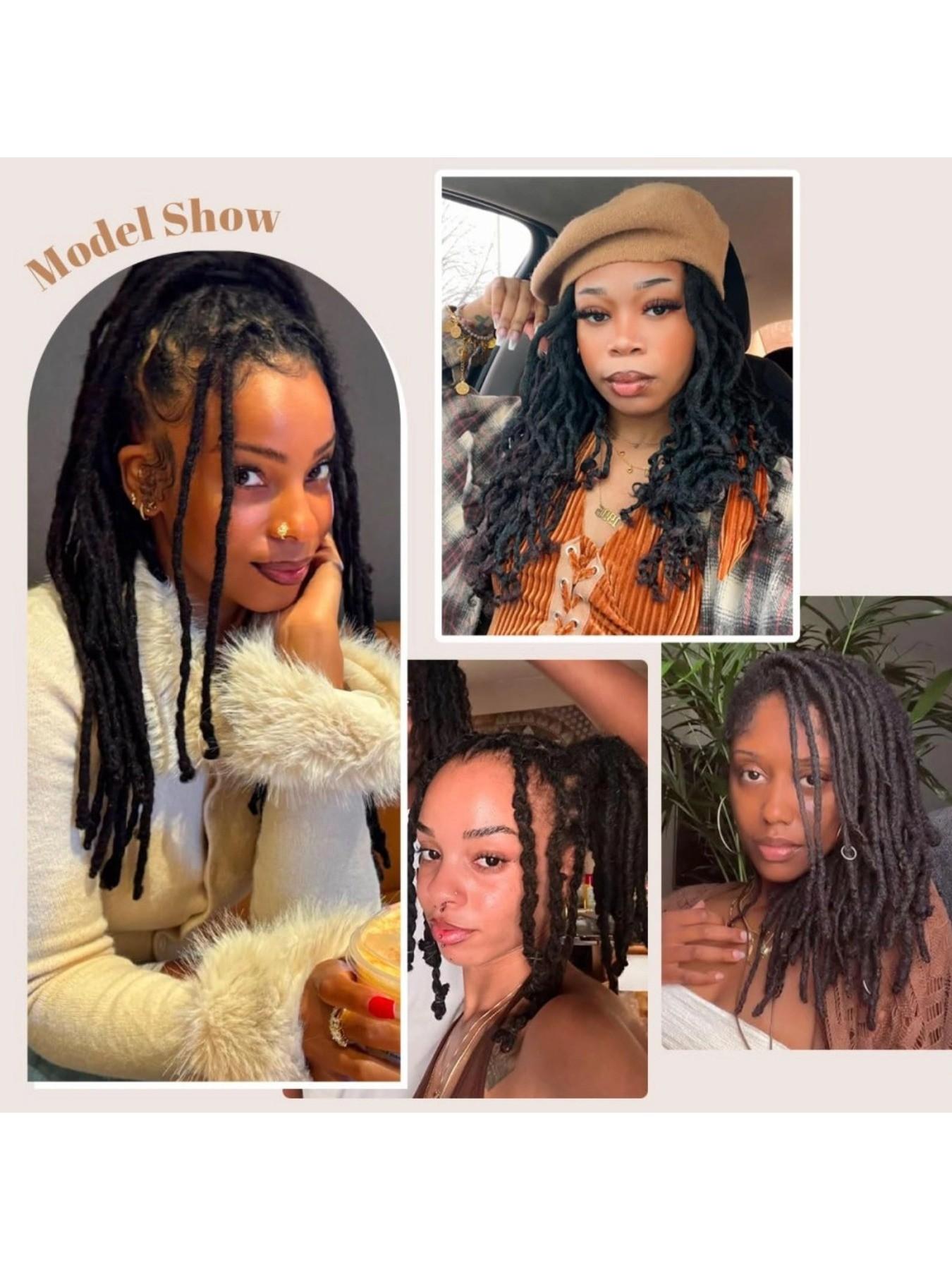 Dreadlock Extensions Human Hair 10-100 Strands 100% Full Handmade Permanent Loc Extension Human Hair for Women/Men/Kids Can Be Dyed Bleached Curled Twisted (0.6cm 1B, 4-16 Inch 10-100 Strands)