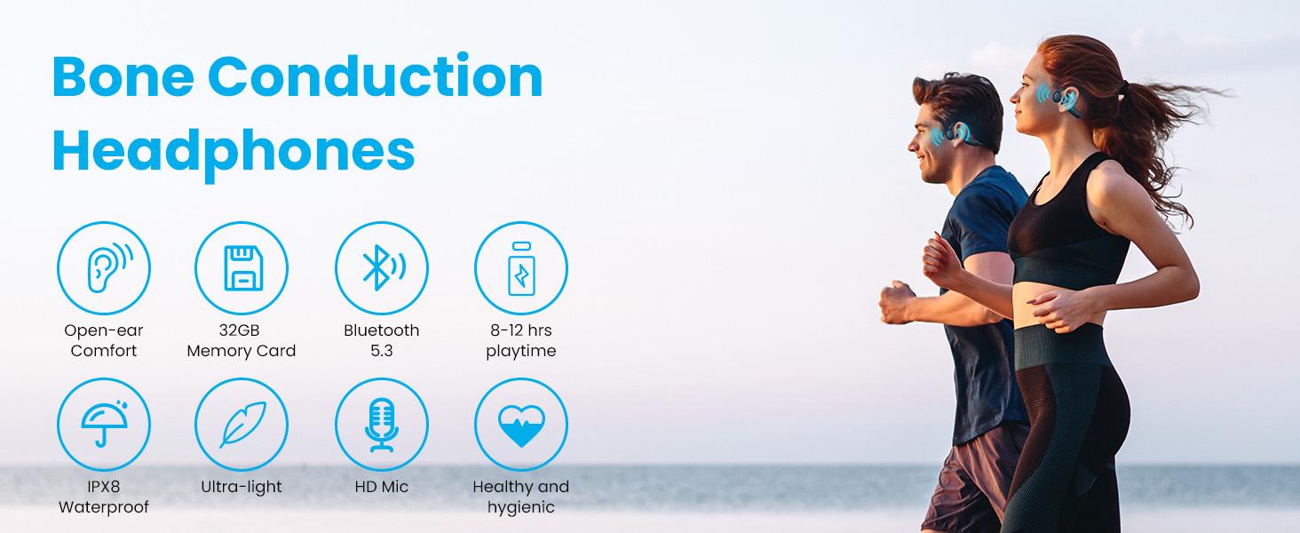 Bone Conduction Headphones, Wireless Bluetooth 5.3 Swimming IPX8 Waterproof Headset,Strong compatibilityBone vibrations transmit audio，Waterproof and sweatproof design，Special for sports and fitnessSuitable for for Running, Cycling, Drving.-X6PRO-3-5.99