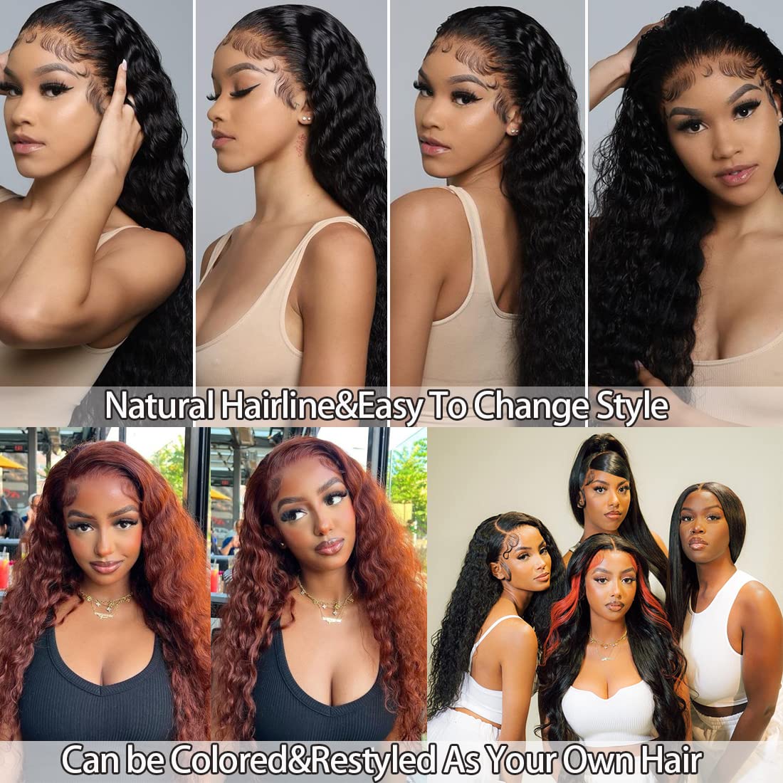 [Bling Hair ] Deep Wave Lace Frontal Wigs 13x4 13x6 Deep Wave Lace Frontal Wig Full Human Hair Wigs For Women On Sale Hair