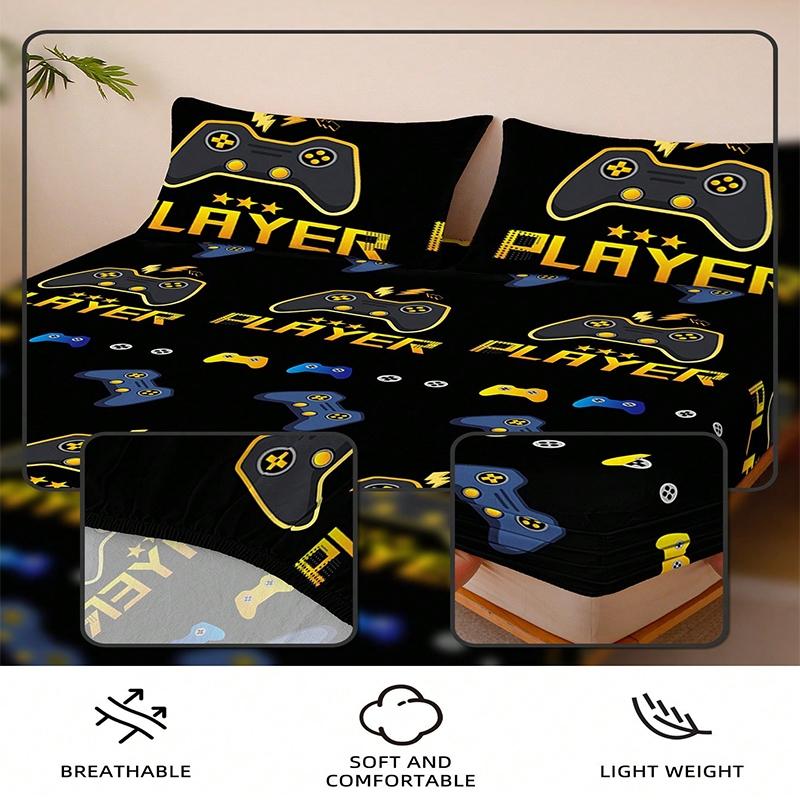 1PC Printed Fitted Sheet, Machine Washable, Soft & Comfortable, Anti-Slip & Non-Curl Design, Warm & Skin-Friendly for All Seasons, Festive Home Decor, Soft Breathable Sheet (No Pillowcase Included)