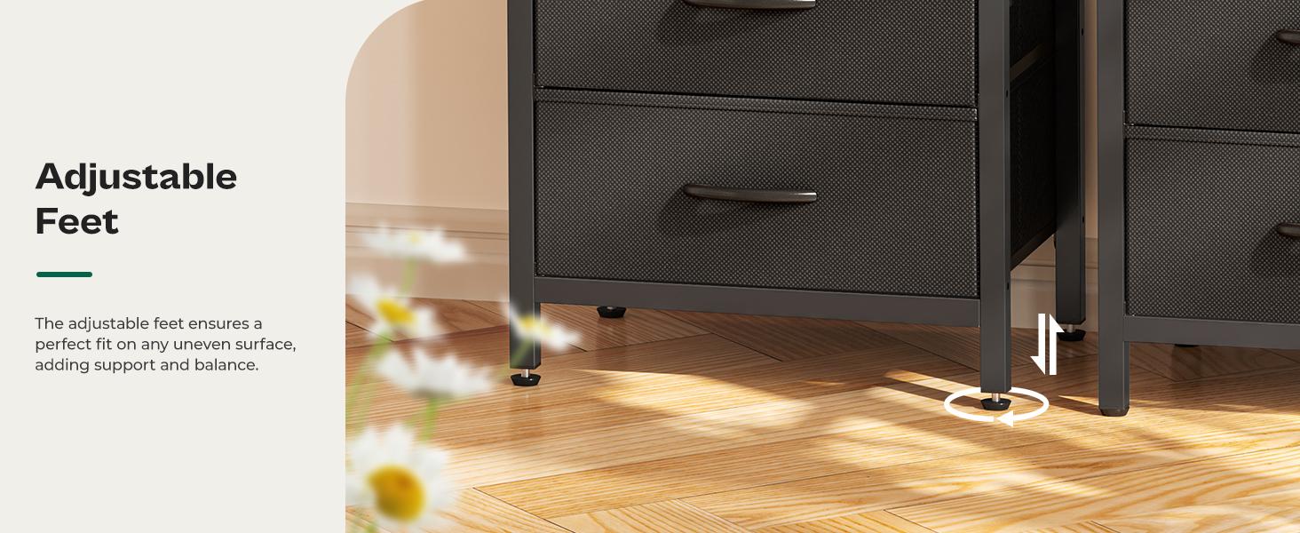 Huuger Night Stand with Charger Station and LED Lights, 3 Drawer Nightstand, Bed Side Table with Open Shelf, Tall Fabric Dresser for Bedroom room decor