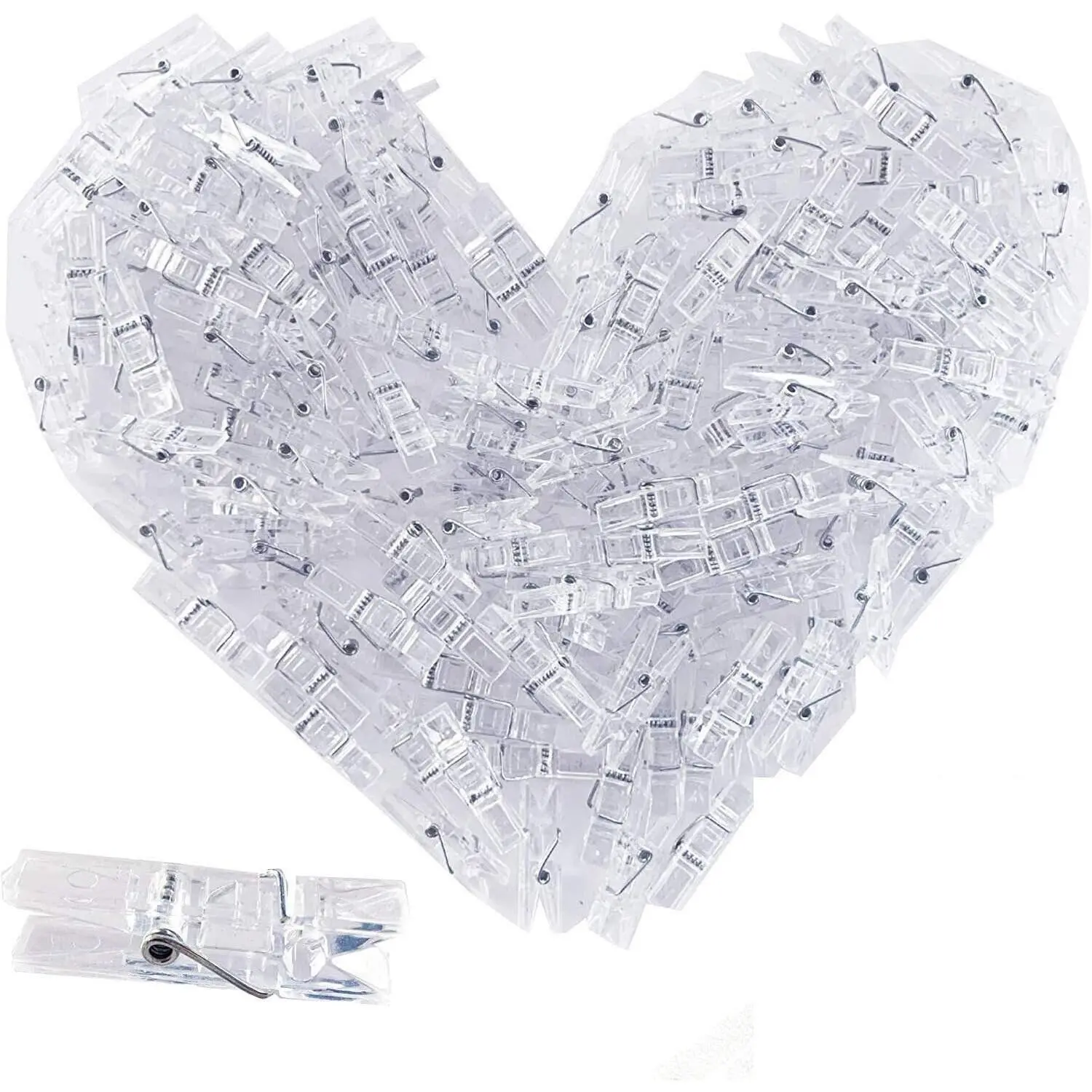 128 Pieces Photo Clips Mini Transparent Plastic Clear Clip, Clothespins Binder Clips for Hanging String Fairy Lights Picture, Polaroid Clips as Gifts for Family Friend Birthday