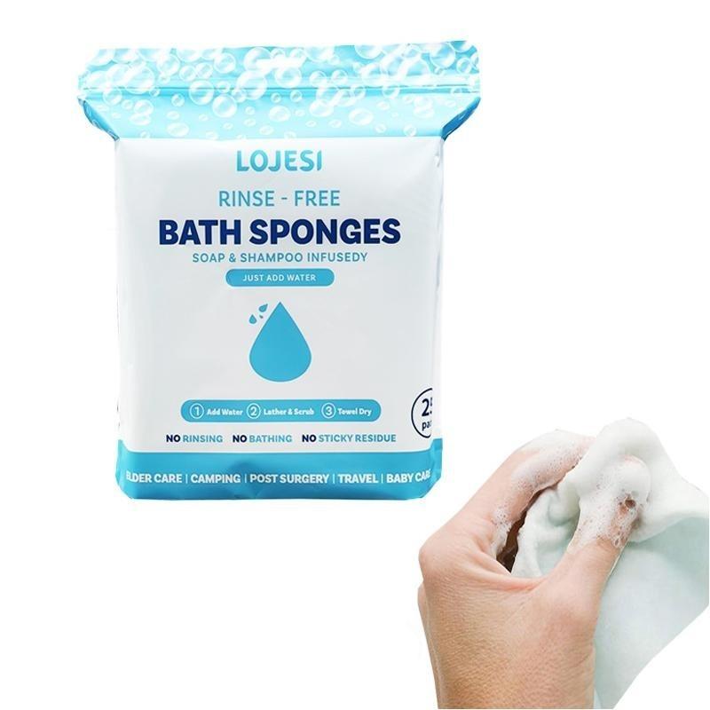 No Rinse Bath Wipes with Soap and Shampoo, Low Allergy and Ph Balanced, Ideal for Post-Op, Seniors, Fitness, Camping, Travel