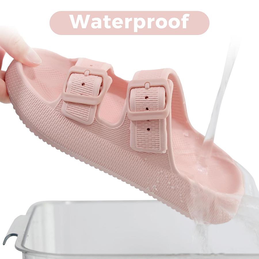 Pillow Slippers for Men and Women  | Adjustable Double Buckle Shower Slides | Cushioned Thick Sole Sandals