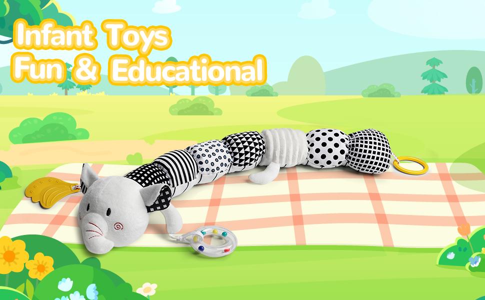 Dearlomum Newborn Baby Girl Gift Toys Infant Tummy Time Musical Stuffed Animal with Crinkle Rattle Textures Blue Crocodile Interactive Duck Shaped