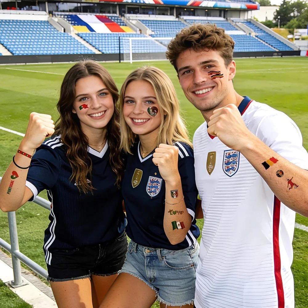 World Cup National Flag Temporary Tattoos, Waterproof Country Flag Fake Tattoos for Soccer Fans, 2026 Football Match Party Favors, Spain/France/Canada/Netherlands/Mexico/Brazil Patterns
