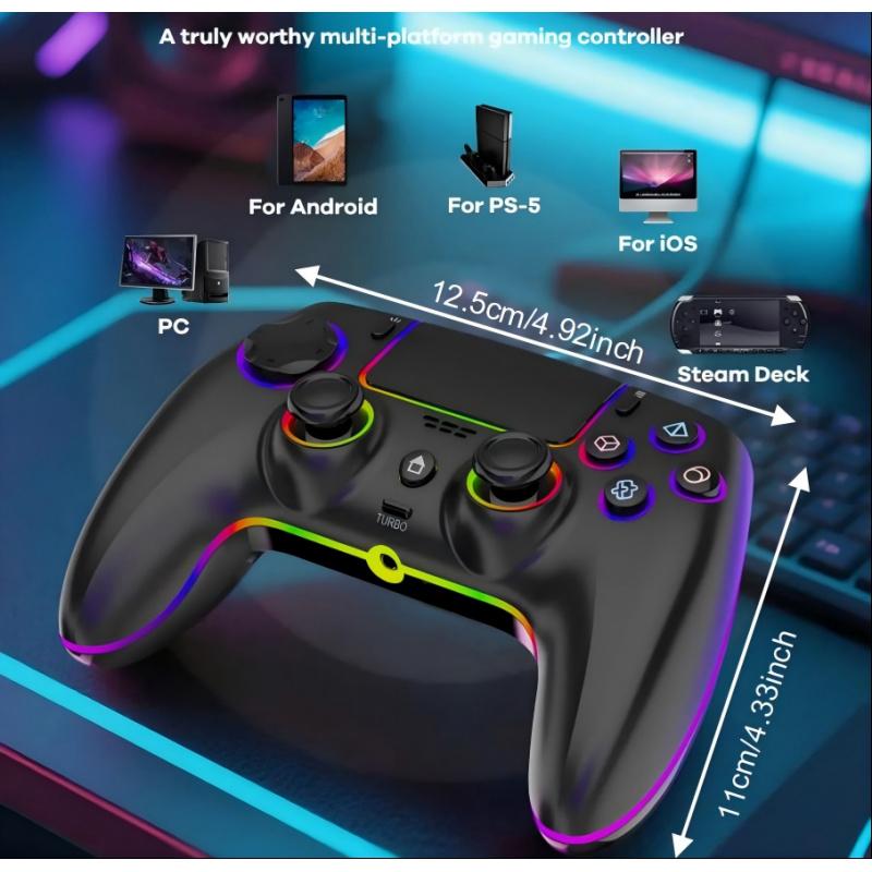Wireless Hall PS5/PRO No Stick Drift Controller for PS5, PC, Mac, Steam Deck & Mobile - Bluetooth 5.0 Gamepad with Hall Effect Sticks, Touchpad, 6-Axis Gyro, Turbo,3.5mm Jack & Charging Cable