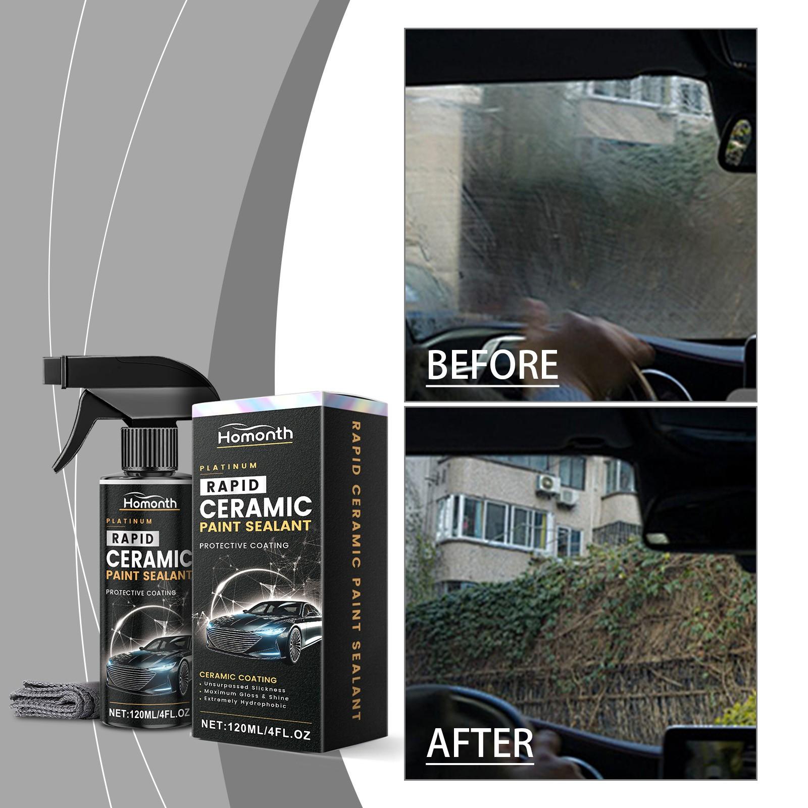Car High-Gloss Coating Spray, Rain-Repellent Hydrophobic Glass Cleaner, Long-Lasting Dirt Protection, Enhanced Driving Visibility