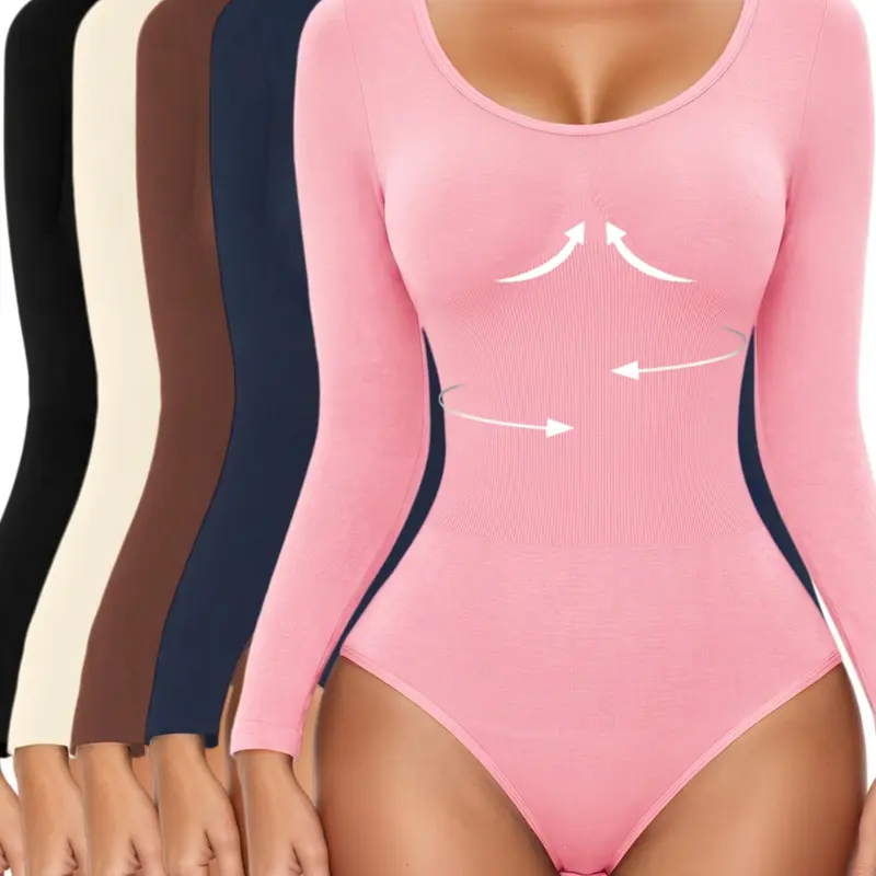 Women's Fall Crop Tight Bodycon Top, Long Sleeve Seamless Comfortable Fit Compression Bodysuit, Soft Stretch Fabric, Perfect Daily Wear, Layer for Fall Winter,Shapewear Tee
