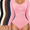 Women's Fall Crop Tight Bodycon Top, Long Sleeve Seamless Comfortable Fit Compression Bodysuit, Soft Stretch Fabric, Perfect Daily Wear, Layer for Fall Winter,Shapewear Tee