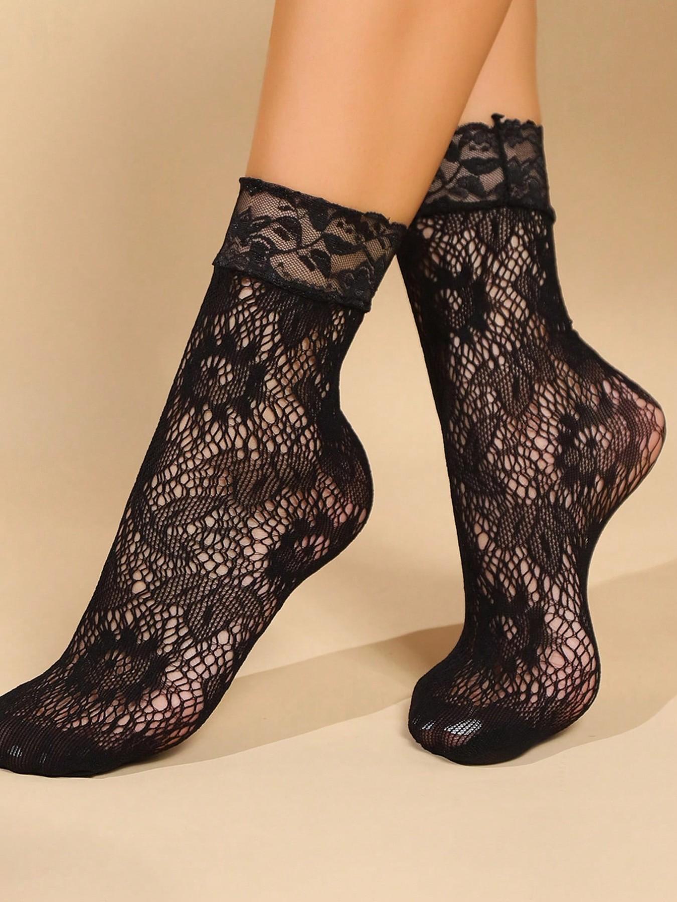 Random 5 Pairs Embroidered Hollow Out Ankle Socks, Comfortable & Stylish Footwear, Perfect for Daily Wear, Ideal Gift Idea