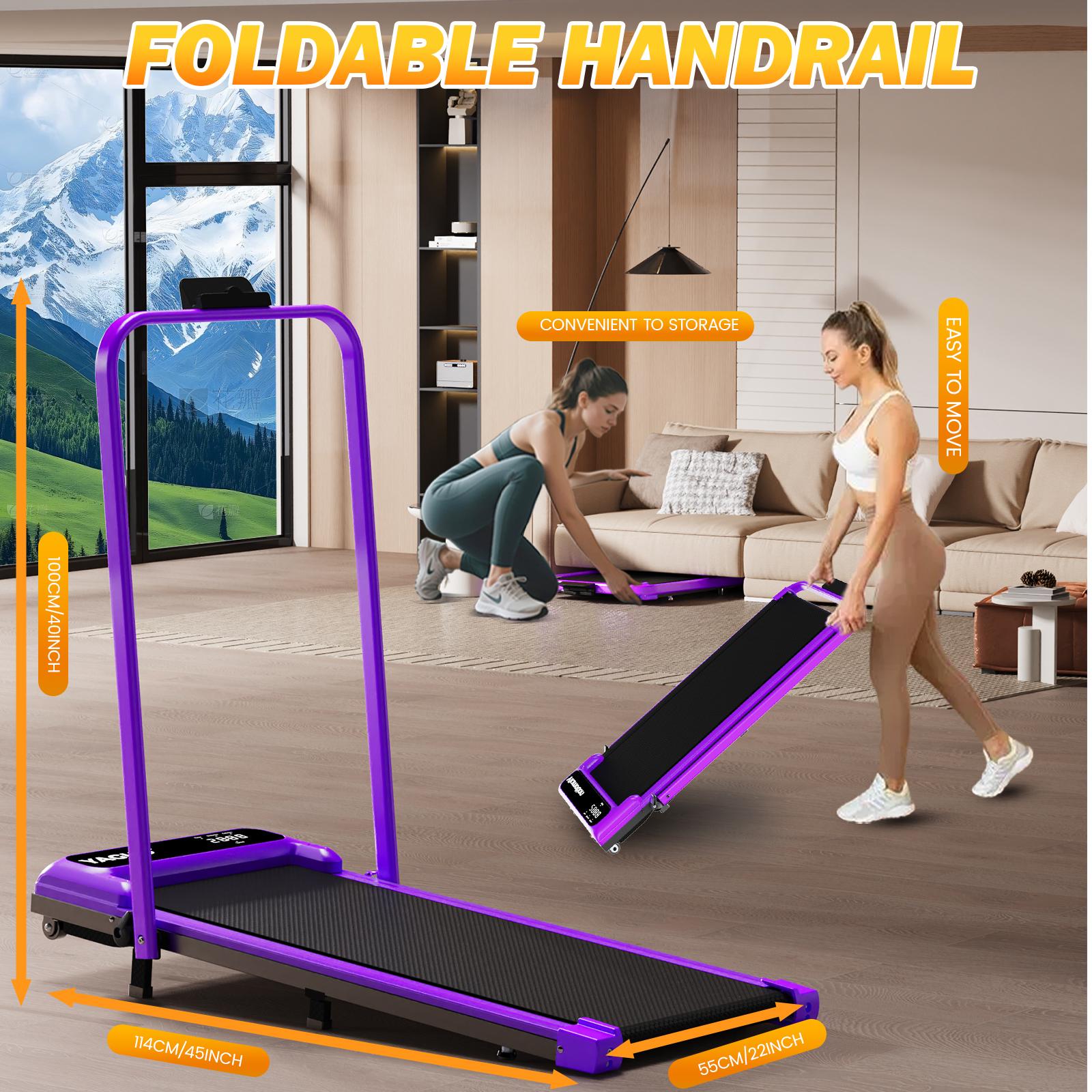 YAGUD Colorful Handrail Folding Treadmill, Quiet Motor Walking Pad, 300lbs Max Load, Shock Absorption, Remote Control, Easy Transport, Includes Resistance Bandsuts YAGUD Colorful Handrail Folding Treadmill, Quiet Motor Walking Pad, 300lbs Max Load, Shock Absorption, Remote Control, Easy Transport, Includes Resistance Bandsuts