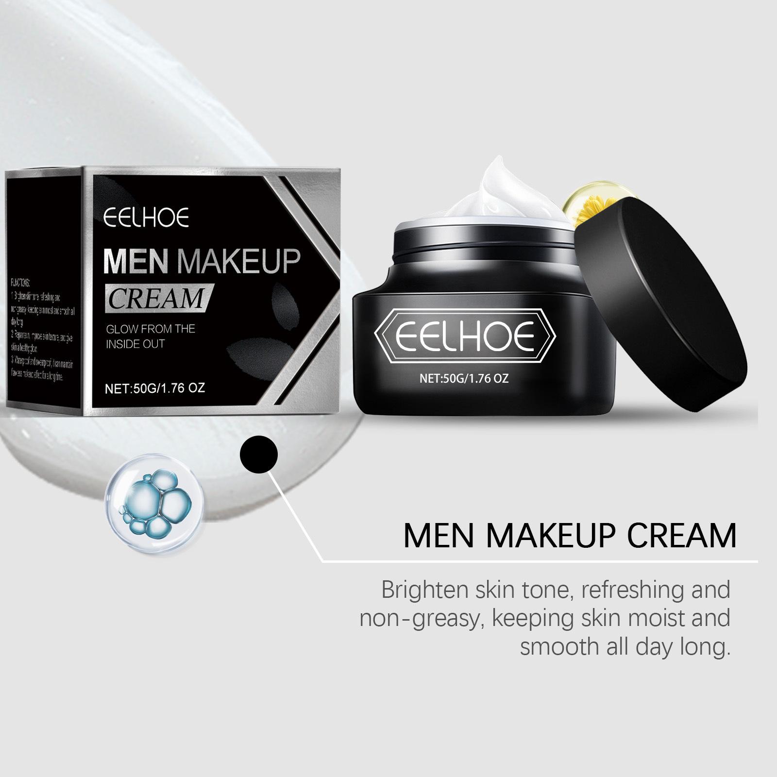 EELHOE Men Makeup Cream Even Skin Tone Oil Control Shrink Pores Moisturizing Face Concealer Matte Waterproof Makeup Base Primer