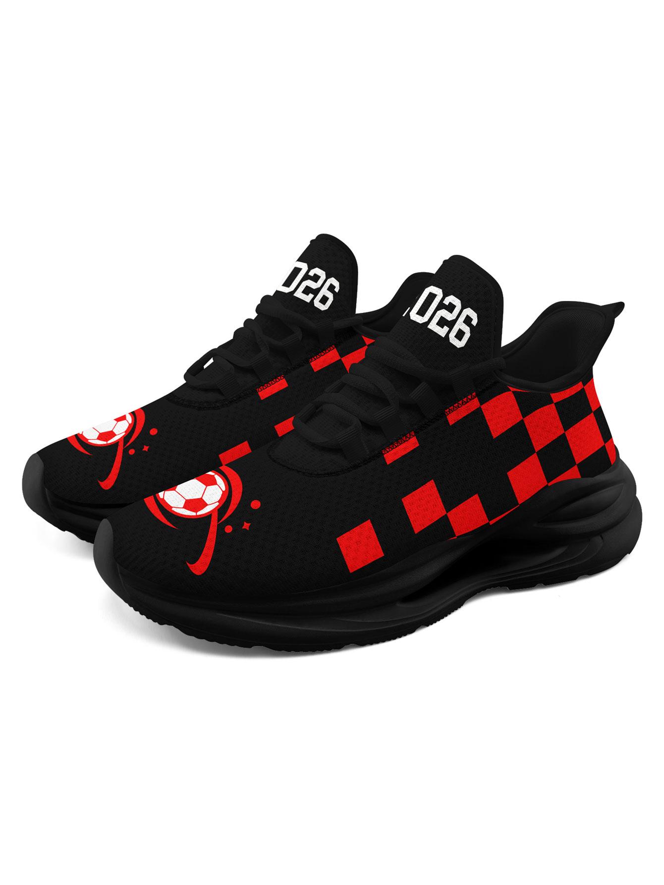Men's SUI Sporty Checkered Design  Running Shoes, Stylish Breathable Performance Sneakers, Comfortable Wide Fit Daily Trainers