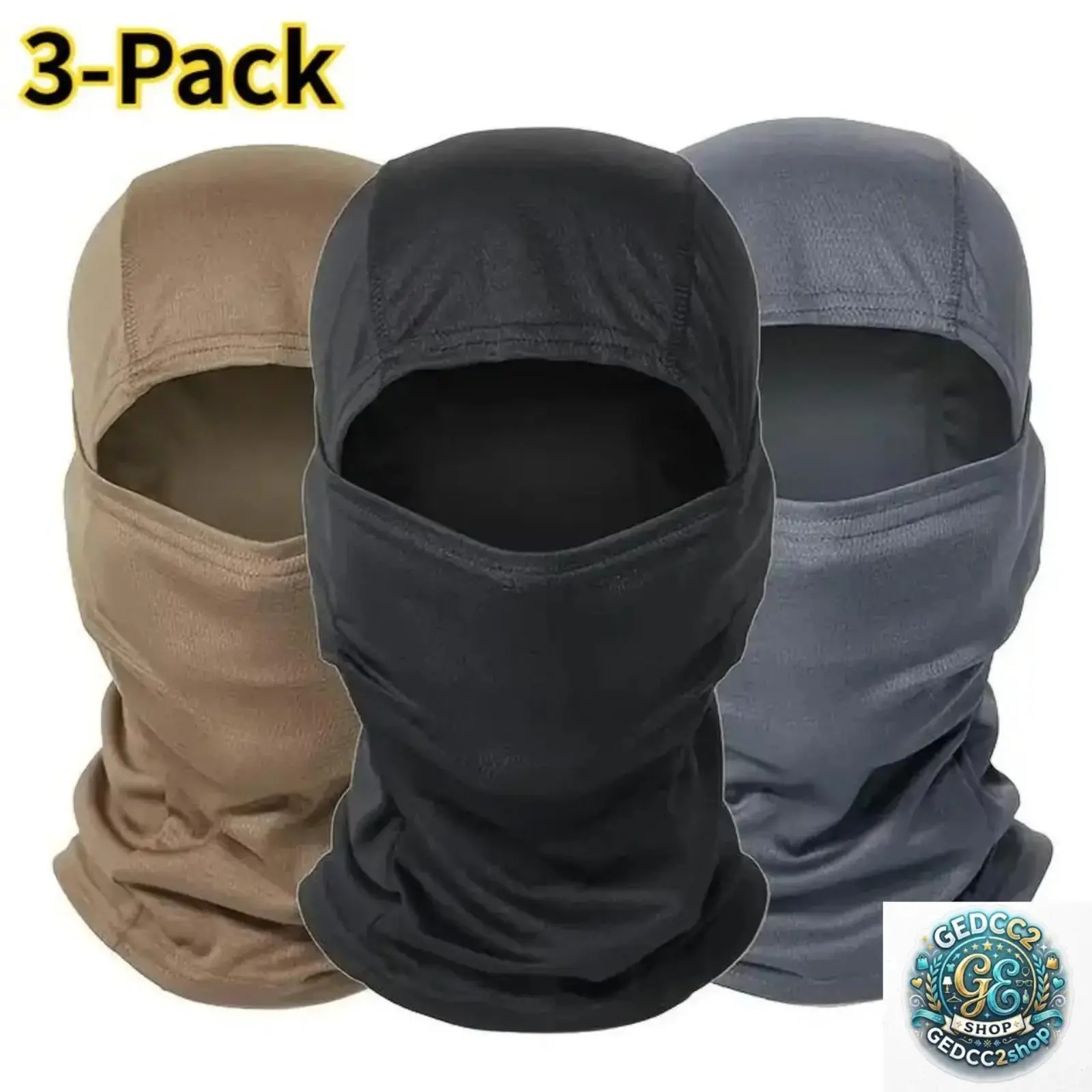 3-Pack Tactical Balaclava Face Masks - Windproof Full-Cover Ski Masks, Warm Motorcycle Riding Gear for Hunting, Cycling (Offers Enhanced Warmth for Outdoor Activities), Face Mask