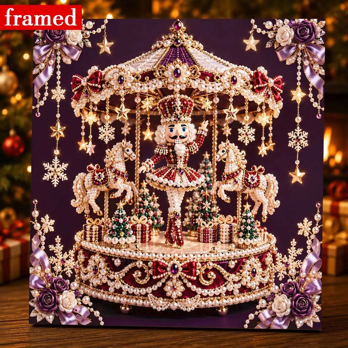 DIY Music Box, Dancing Nutcracker Pattern, Small Frame Painting, Stress Relief DIY Decor, Christmas Theme, Family Activity, Home Decoration, Ornament