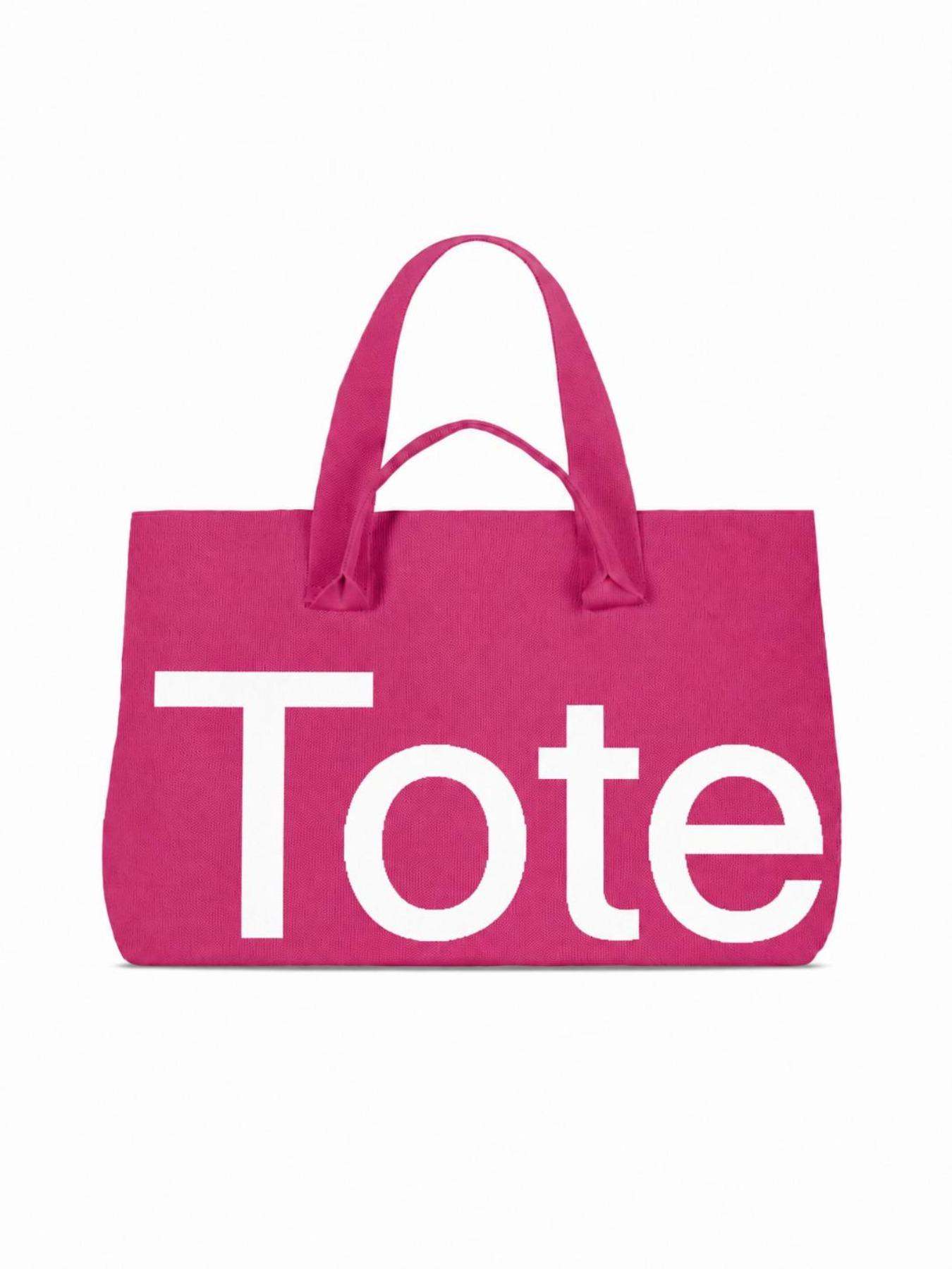 Large Capacity Letter Tote Bag, Woven Knit Shoulder Bag, Fashion Handbag, Crossbody Bag, Stylish and Practical Accessory