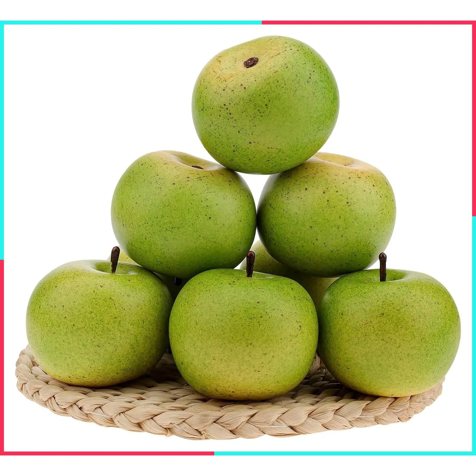 6 Pcs Artificial Green Apples Fake Fruit Decoration