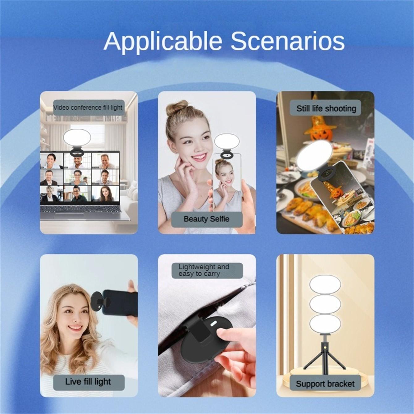 Portable Round Phone Clip Light, Adjustable Three-Color LED Lamp for Phones, Cameras, Laptops, Mini Photography Lighting