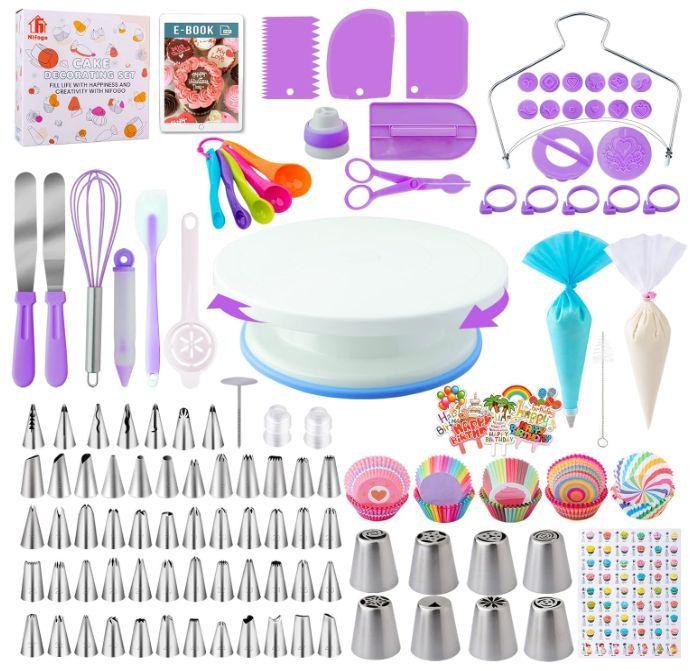 356 cake decoration kit tools, baking accessories with cake turntable, pastry piping bag, suitable for beginners' piping skills, easy to use Professional Cake Decorating Kit 356 cake decoration kit tools, baking accessories with cake turntable, pastry piping bag, suitable for beginners' piping skills, easy to use Professional Cake Decorating Kit