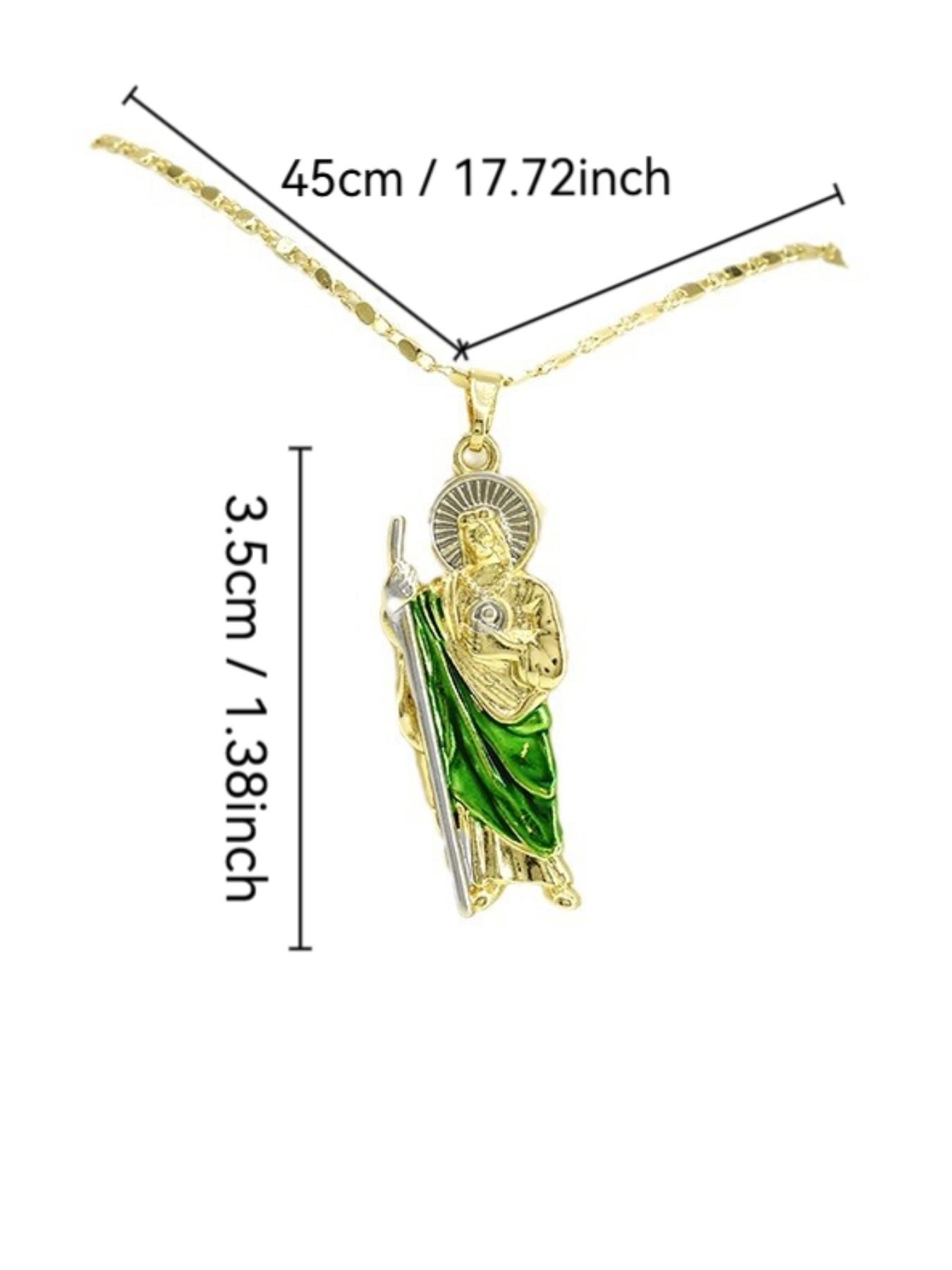 Fashion Hip Hop Saint Judas Necklace, Men's Copper Plated 14k Gold Saint Jude Pendant, 24 Inch Flat Chain, Perfect Gift for All Seasons