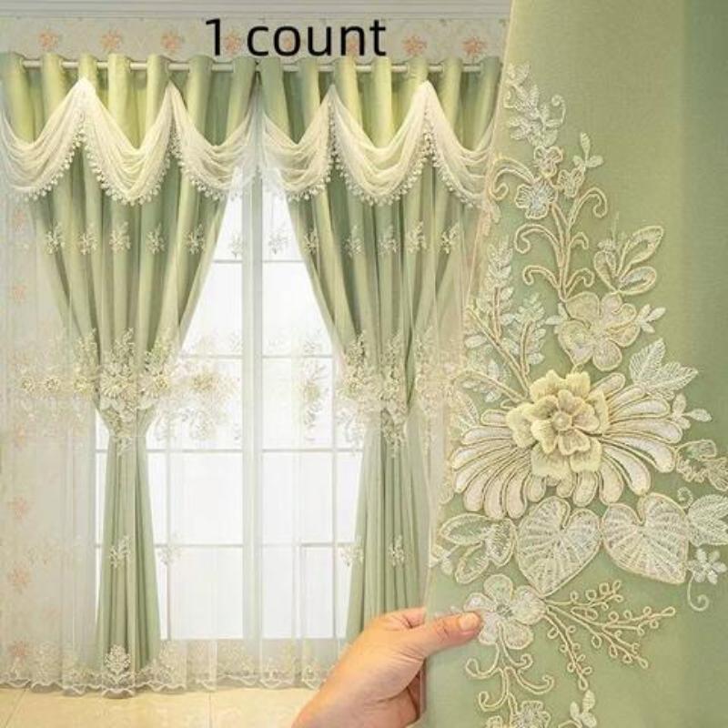 French Luxury Double Layer Sheer Curtain with Ruffle, Light Blocking, Princess Style, Suitable for Kids' Room, Living Room, Bedroom