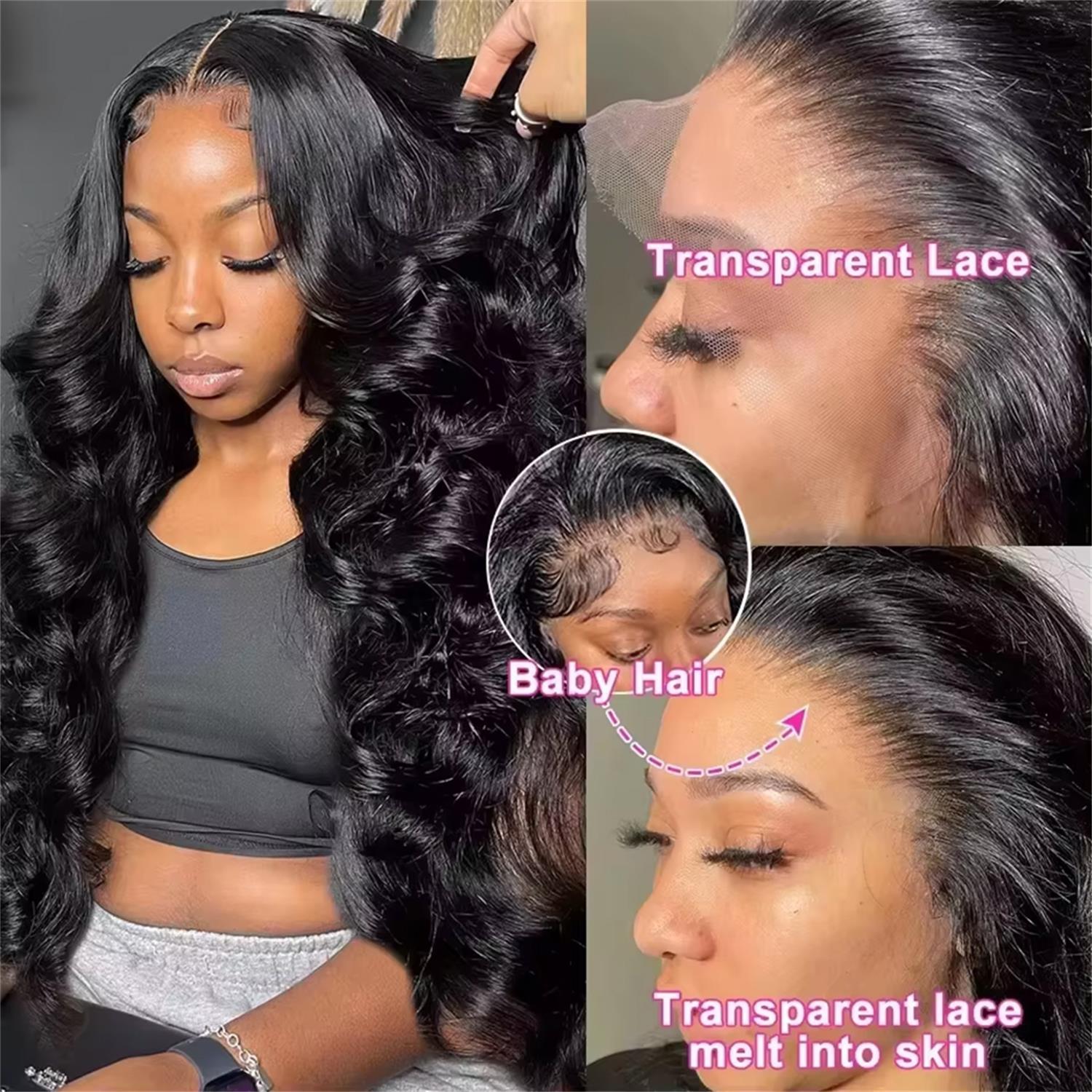 Tahikie #4 Chocolate Brown / #1 Jet Black 13x6 Body Wave 200% Density HD Lace Front Wigs Real Hair For Women Medium Size TikTokShopSummerTurnup dealsforyoudays