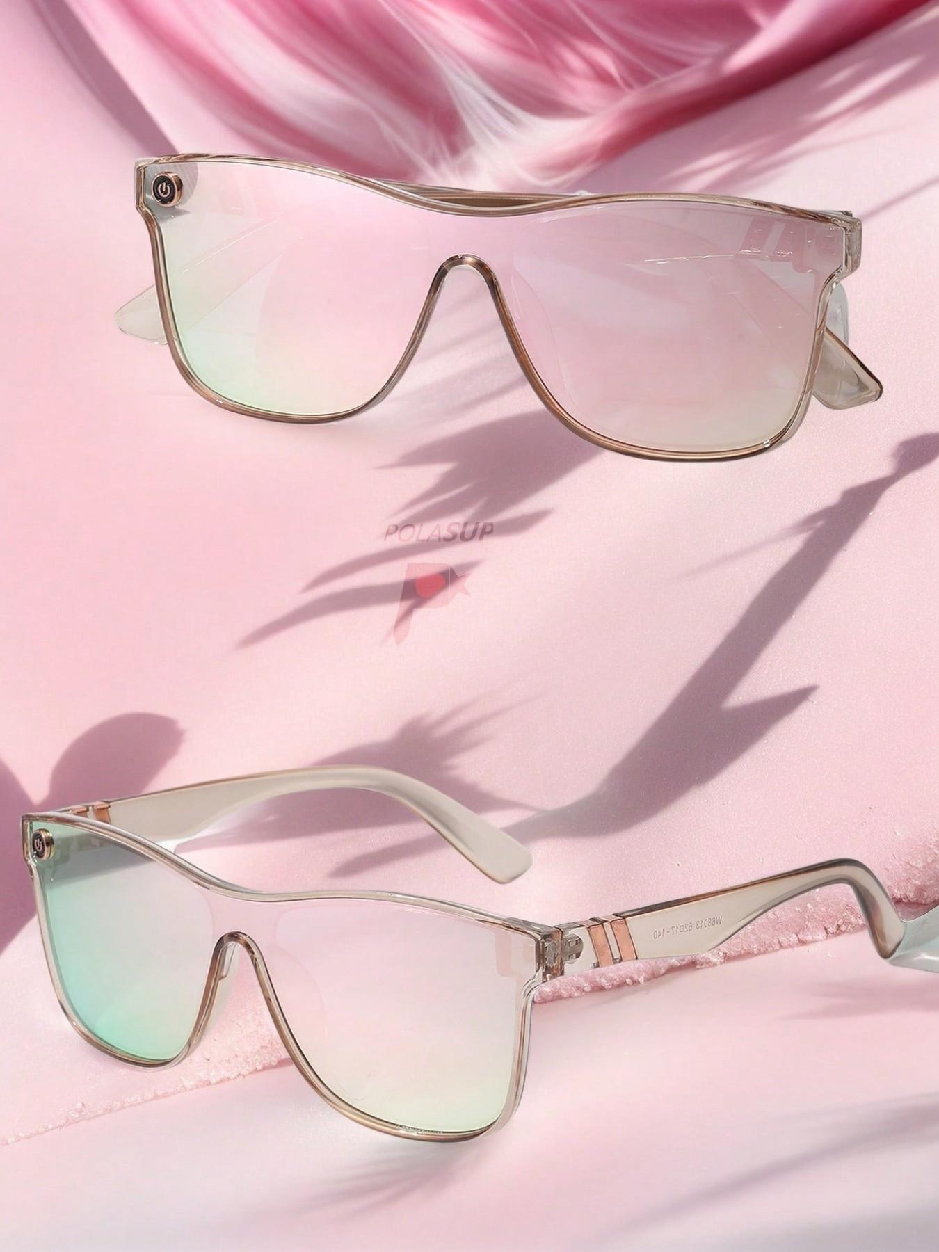 Summer Colorful Mirror-Coated Star-Shaped Frame Windproof Glasses, Outdoor Cycling Sunshade Gradient Reflective Lenses, Fashion Eyewear