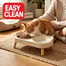 Double Bowl Anti-Tip Pet Feeding Bowls Tray, Stainless Steel Dog & Cat Water Food Dish Set, Protects Neck Health, Durable Design, Animal Feeding Supply