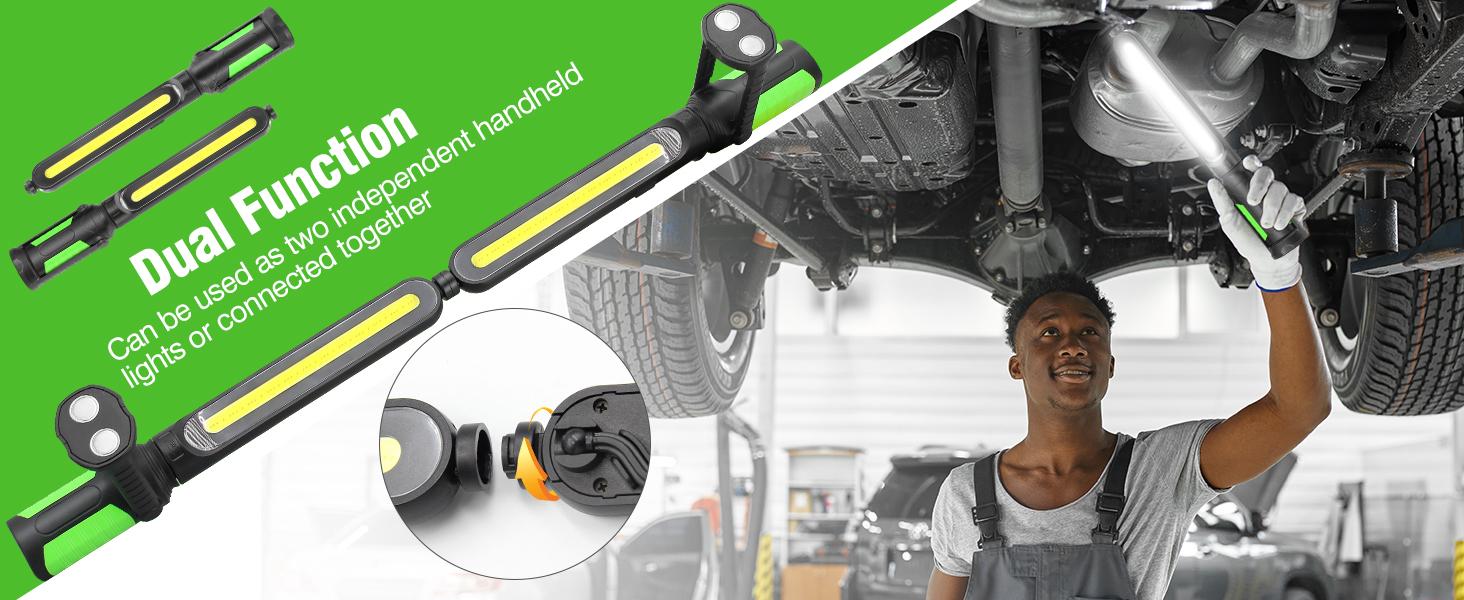 SYLSTAR Work Light for Mechanic, 2400LM Bright LED Work Light, 4400mAh Rechargeable Underhood Work Light Bar with Hooks, Magnetic Mechanic Light for Car Repairing/Inspection/Garage/Workshop/Emergency