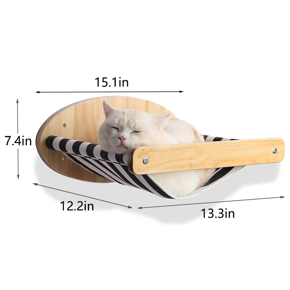 3pcs Wall Mounted Cat Hammock Shelves With Scratching Posts Step Ladder Set For Indoor Cat Wall Furnitures Climbing Playing  Made Of Pine Wood Home Animal