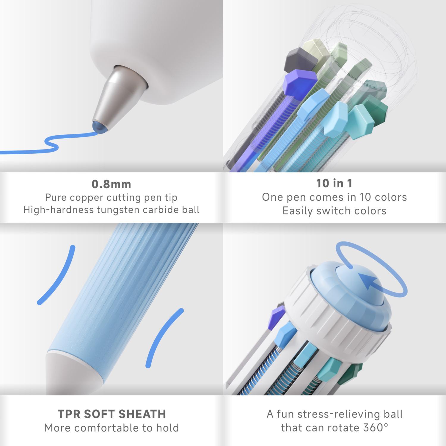 28/60/120 Colors Multicolor Ballpoint Pen Set 0.8mm, 10-in-1 Colored Pens Fine Point Retractable Ballpoint Pens for Office School Supplies Students Gifts, 3/6/12 Pack