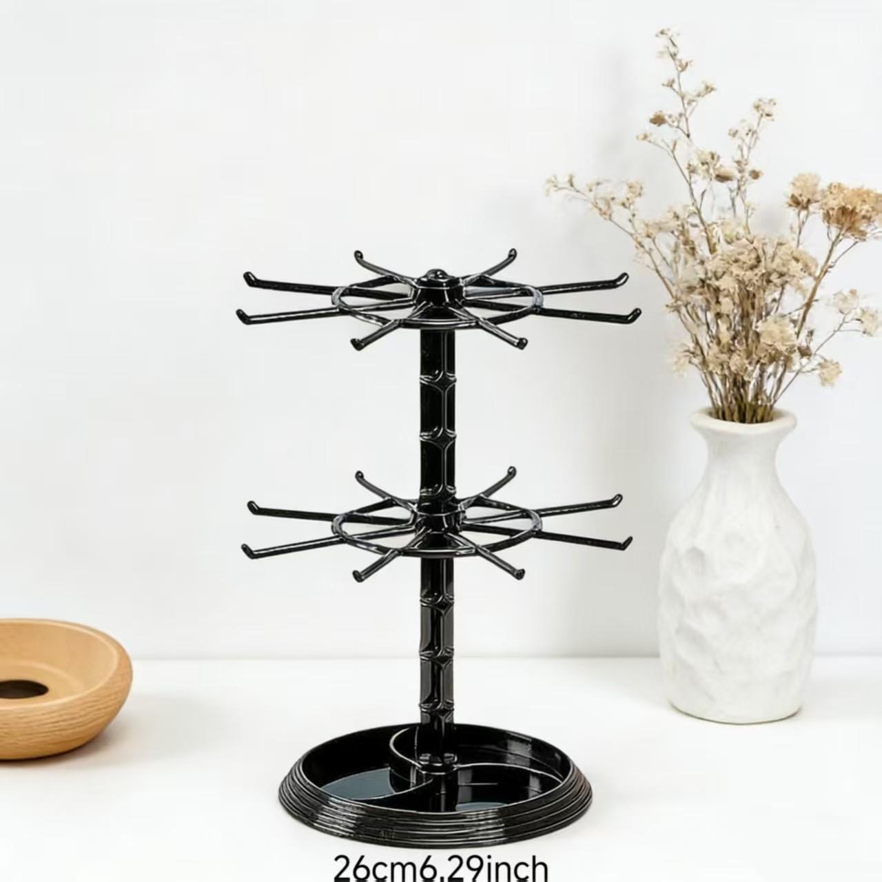 Rotatable Jewelry Rack, Earring Holder, Keychain Organizer, Desktop Storage Stand, Adjustable Design, Space-Saving Solution