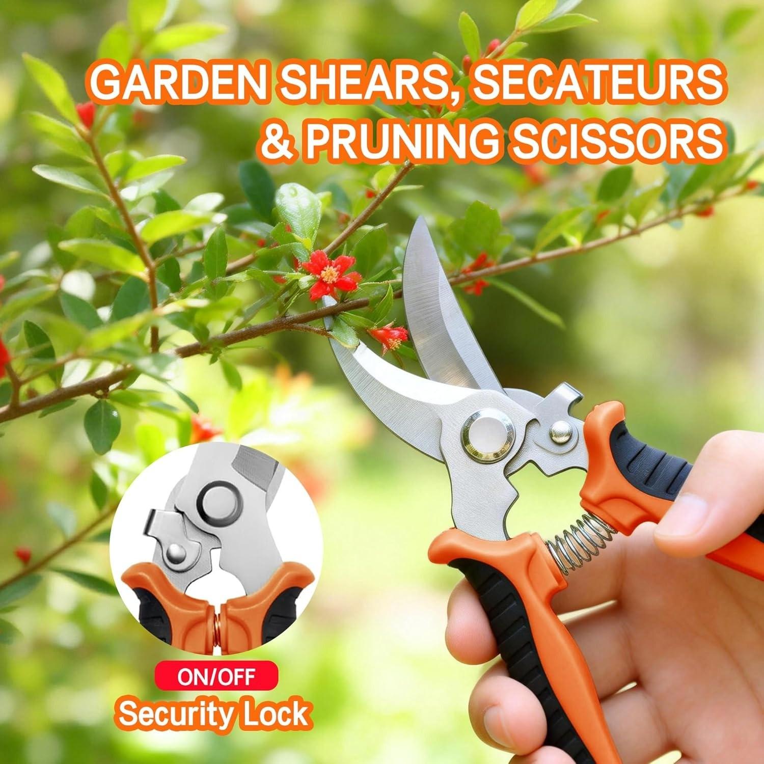 4pcs Garden Pruning Shears Set, Bypass Trimmer, Ergonomic Handle, Sharp Stainless Steel, for Plants, Flowers, Fruit Trees, Shrubs