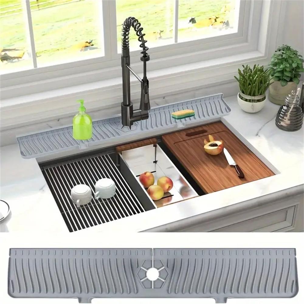 Silicone pad, silicone faucet water collection pad, kitchen sink anti-leakage drying pad, anti-slip drainage and splash-proof guard water collection pad, exquisite faucet kitchen accessories, household appliances, dishcloth holder