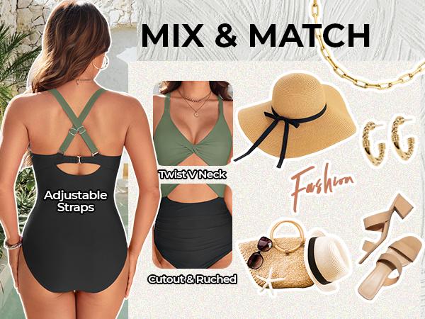 Tempt Me Women's One Piece Swimsuit - Cutout Tummy Control Bathing Suit V Neck Twist Front Swimwear 2025