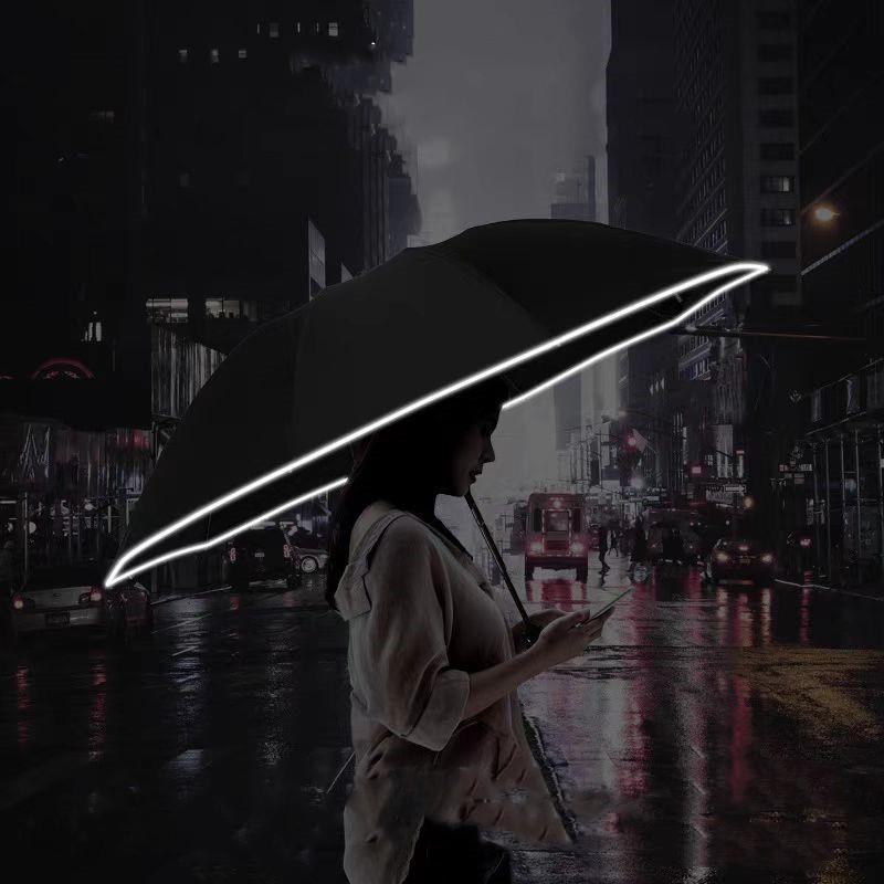 Double 10 Bone Reverse Automatic Umbrella, Reflective Strip Safety Folding Umbrella, Sun Rain Two-Use Anti-Bounce Shade Umbrella, Lightweight Foldable Umbrella, Portable Folding Umbrella, Sunshade Umbrella