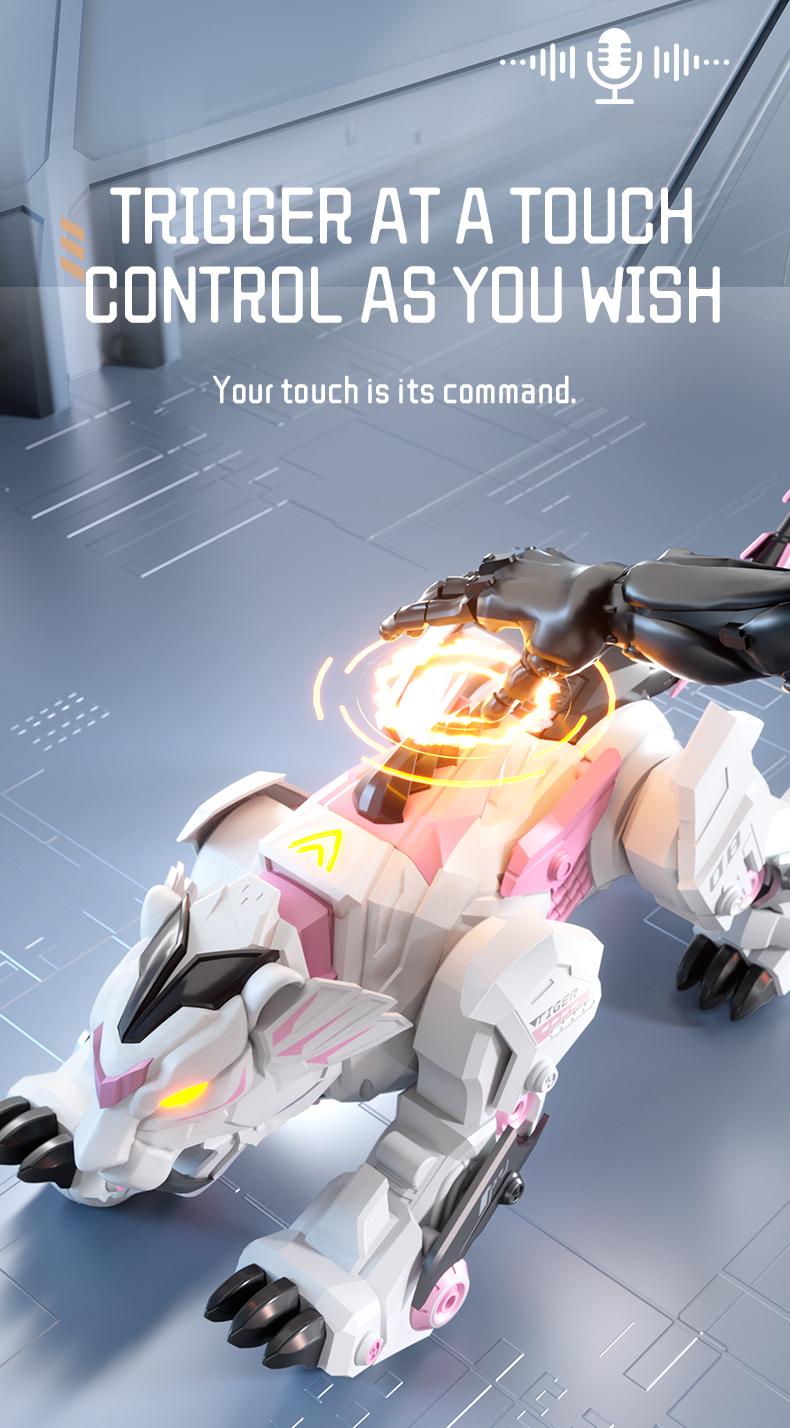 2.4GHz Electric Remote Control Tiger Toy, Smart Mechanical Pet, Dancing Storytelling Mimicry Inversion Programming, Interactive Educational Gift