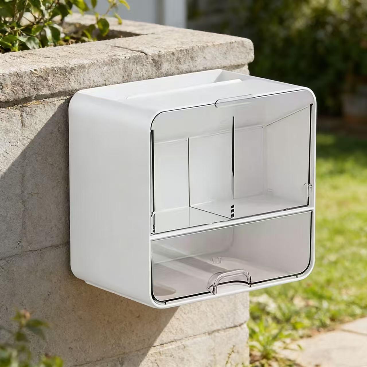 Large Capacity Bathroom Shelf, Wall-Mounted Makeup Cotton Storage Box, Q-Tips, Powder Puffs, Cosmetics Organizer, Multi-Functional Storage Box