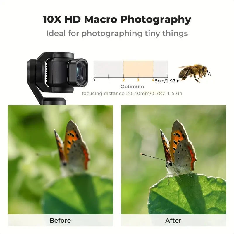 10X Macro Camera Lens Compatible with DJI Osmo Pocket 3/Pocket 4, Close Up Filter HD Macro Photography Lens, Magnetic Attach/Multi-Coated/Optical Glass