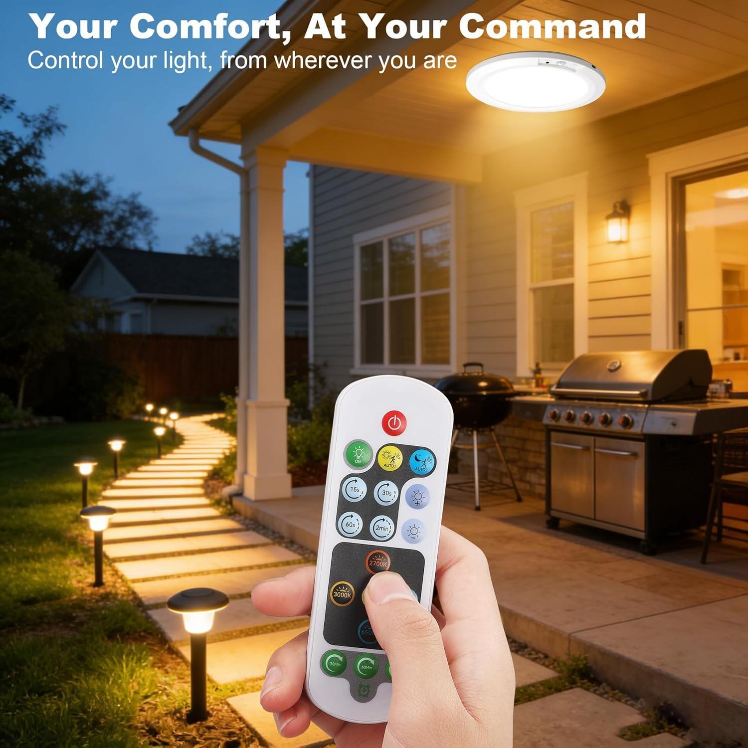 Ultra-Thin Motion Sensor Ceiling Light with Remote Control, Rechargeable Magnetic Wireless Lamp, USB Powered for Closet Shower Stairs Hallway Porch, Indoor Lighting