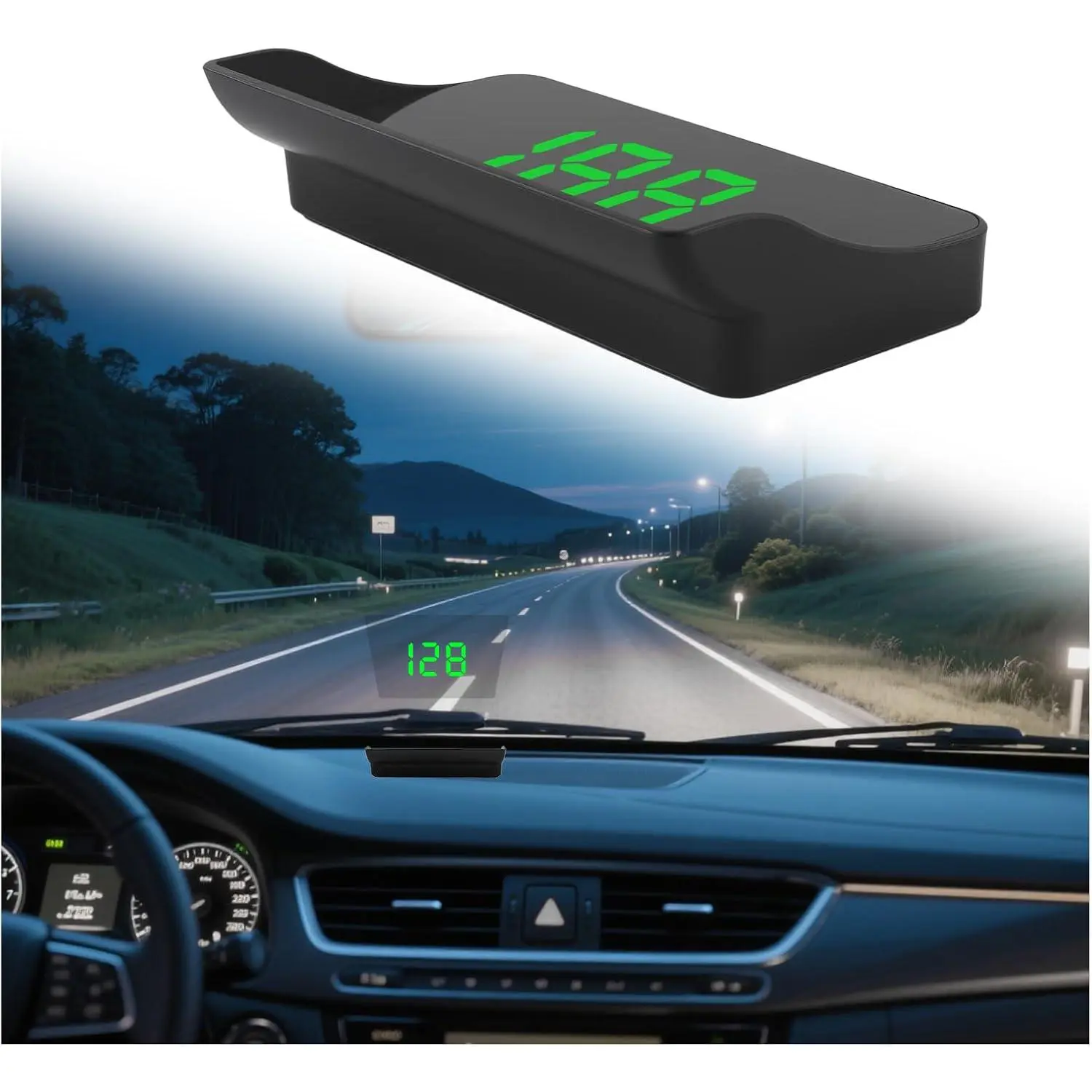 Car Heads Up Display - ABS Plastic HUD Device, Digital Font GPS+BDS Dual System Driving Aid, HD Large Font MPH Speed Show Speedometer, Auto Brightness Adjustment, USB Plug & Play Car Electronic Accessory