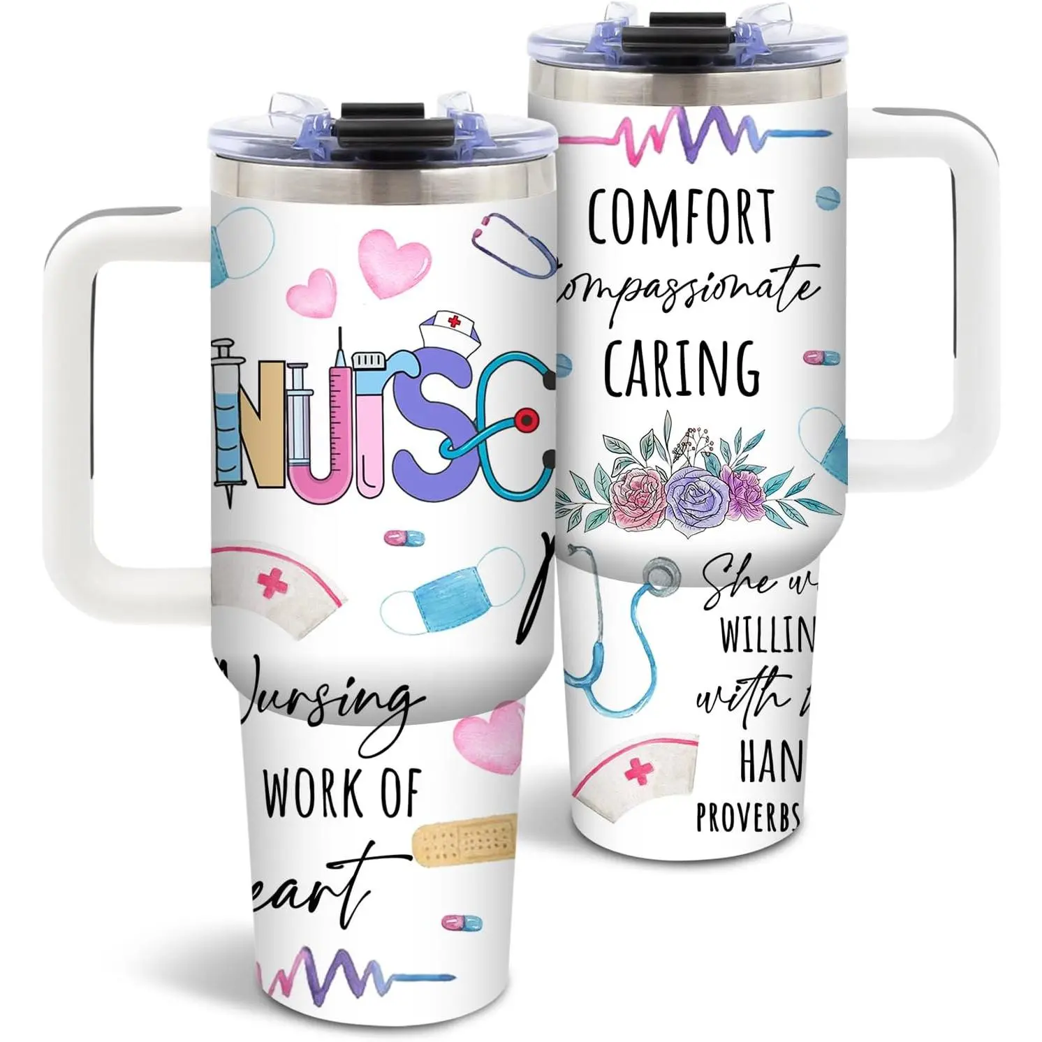 DUUV Nurse Tumbler 40oz, Insulated Nurses Week Cup Gifts for Women Girl | Nursing Graduation Tumbler for Nurse Leakproof, Appreciation Retirement Ideal Gifts for Nurses Female Gym Office, 1 Pack